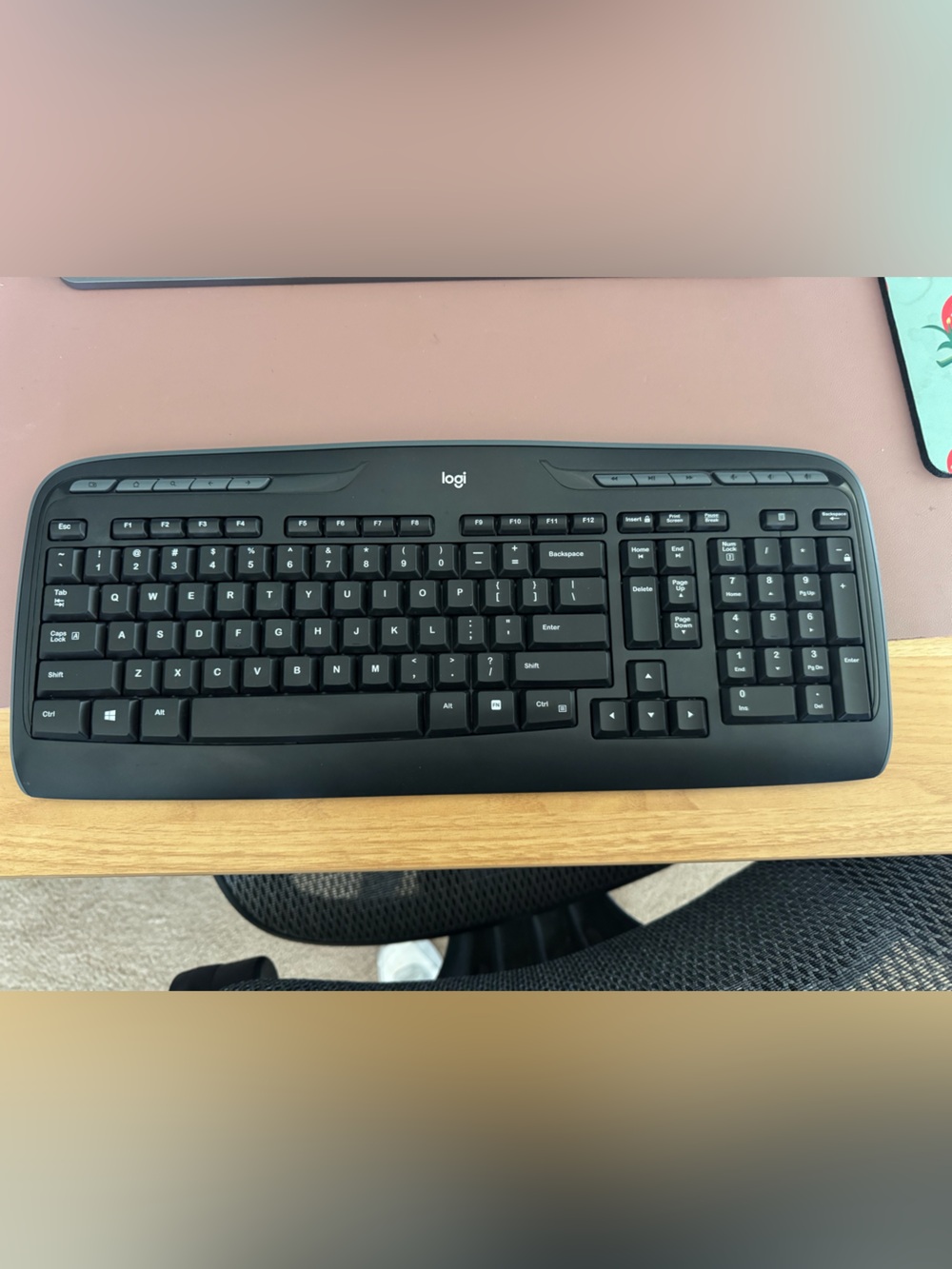 Logitech Black Wireless Full-Size Keyboard with Media Keys